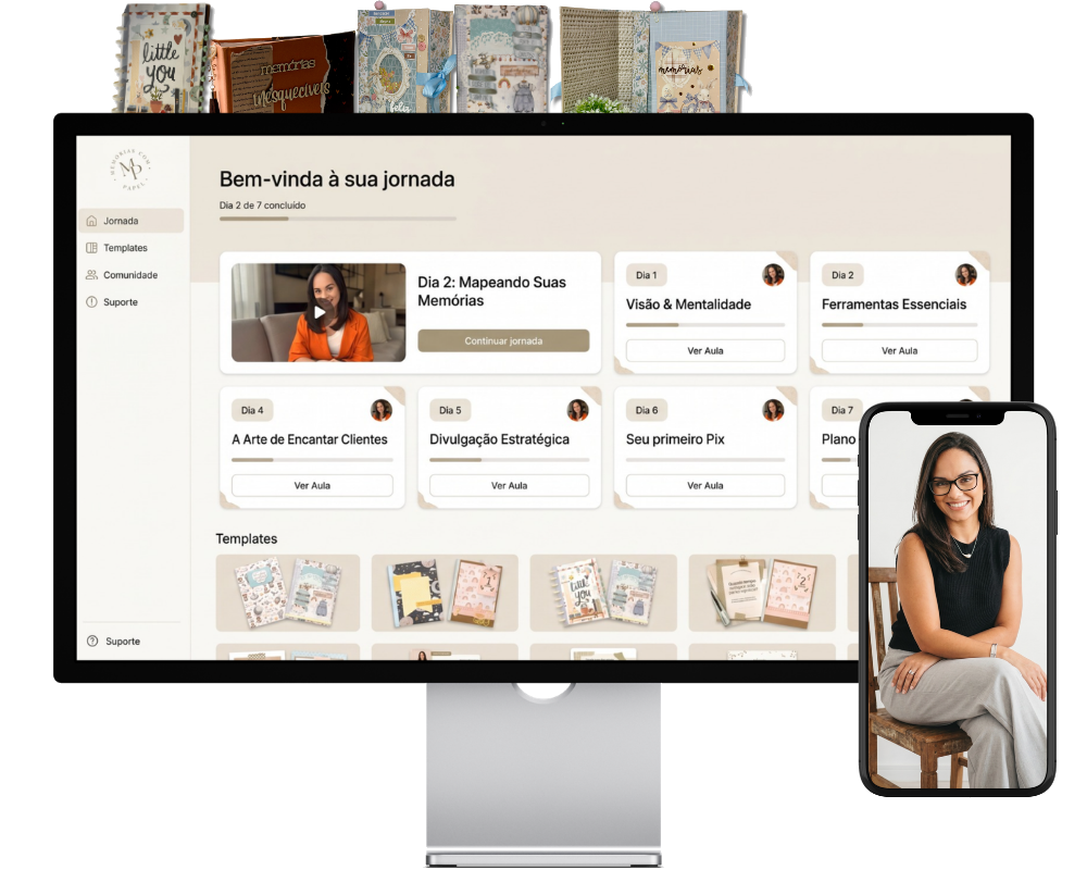 Área de membros do Do Hobby ao Pix com templates e trilha de dias